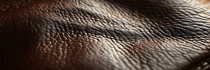 Textured Leather: A close-up of rough, worn leather surface reveals the intricate texture, patterns, and subtle shades, showcasing its natural imperfections and timeless character.