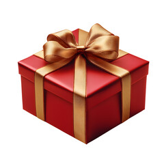 Obraz premium Gift Box with gold Ribbon and Bow isolated on transparent white background, clipping path, pen tool. 