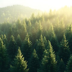 Fototapeta premium Breathtaking Pine Forest with Vivid Natural Light