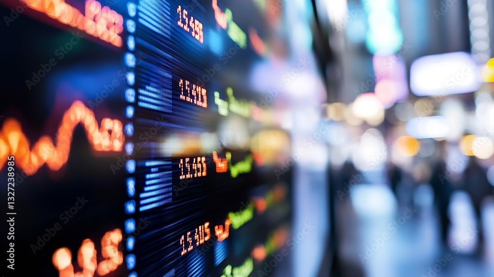 Aufkleber dynamic display of stock market information on an electronic board in a busy urban environment : gen