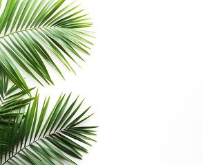 Obraz premium Tropical Palm Leaves on White Background for Natural Aesthetic