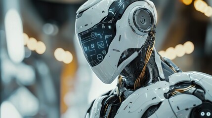 Fototapeta premium Advanced AI: Futuristic Robot Portrait