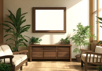 Bright and Airy Minimalist Living Room with Wooden Furniture