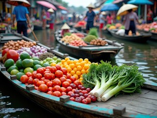 Vibrant Fresh Produce at Floating Market