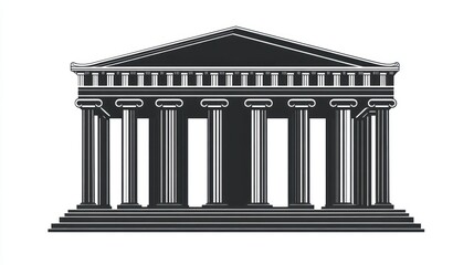 Obraz premium Greek temple architecture, columns, white background, design element