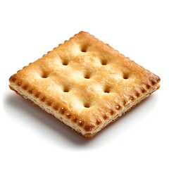 Brown Square Cracker on White Background in Side View Perspective