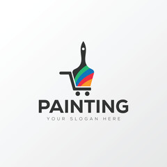 Paint logo, painting design, paint brush icon design with colorful elegant vector template