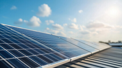 Obraz premium Solar Powered Warehouse with Roof Panels