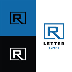 initial letter r square icon logo design template