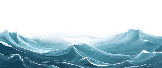 Ocean's Embrace: A mesmerizing artistic representation of the ocean's vastness, captured through dynamic waves and a spectrum of cool tones that evoke tranquility and power.