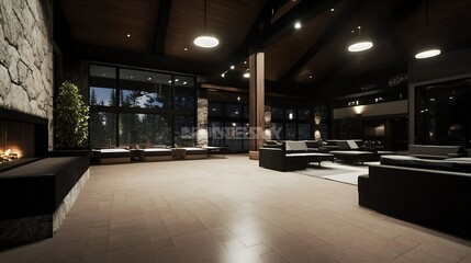 Luxurious modern interior of a stylish living space showcasing elegant furniture and lighting : Generative AI