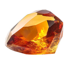 Close Up of a Yellow Topaz Stone Reflecting War Isolated on Transparent Background