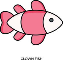 Obraz premium Clownfish icon flatline colour vector