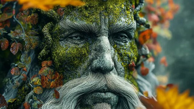 &Auml;lterer Mann mit Naturgesicht und verwachsenem Bart