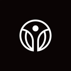 leaf people nature logo design vector template