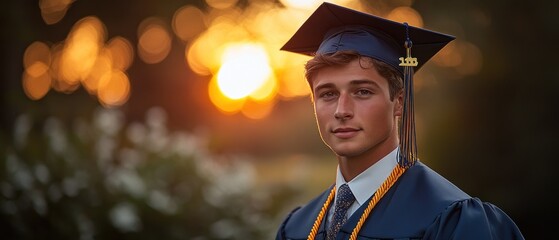 Sunset Graduation Portrait: A Young Man's Journey to Success