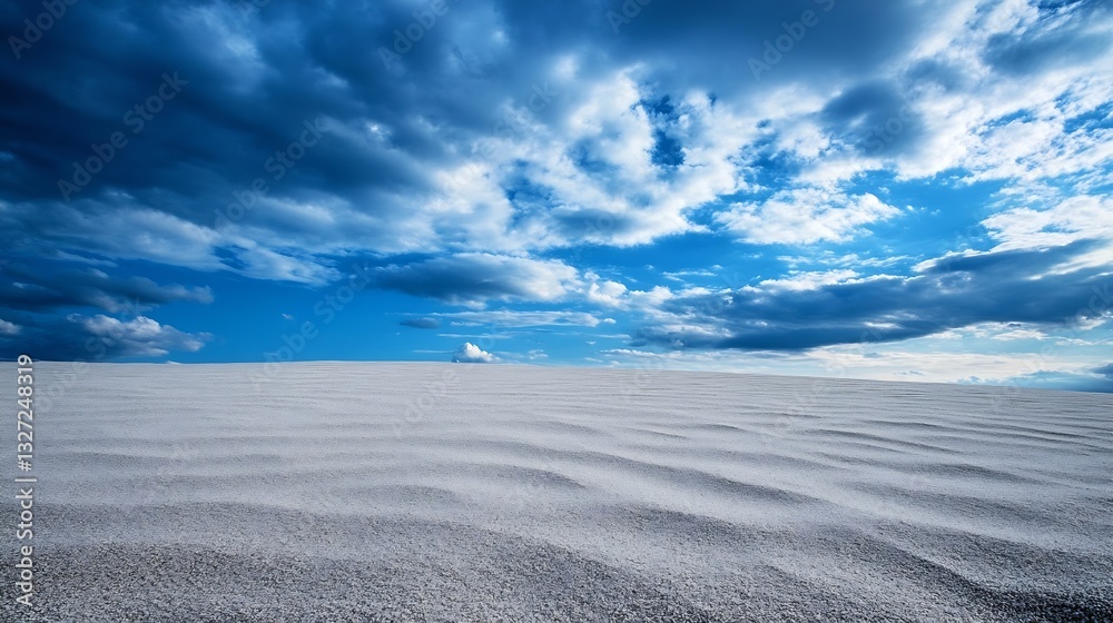 Poster stunning panoramic view of an endless sandy desert under a dramatic cloudy sky : generative ai