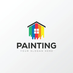 Paint logo, painting design, paint brush icon design with colorful elegant vector template