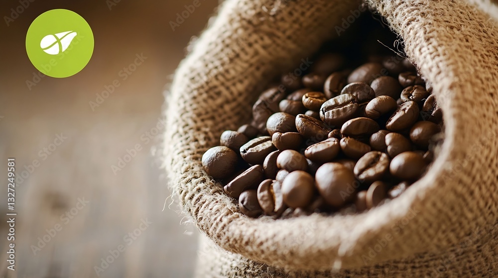 Poster sack of coffee beans with natural background perfect for coffee lovers and enthusiasts : generative 