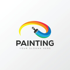 Paint logo, painting design, paint brush icon design with colorful elegant vector template
