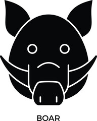 Boar head in black and white color style