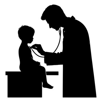 doctor examining child silhouette clip art preview