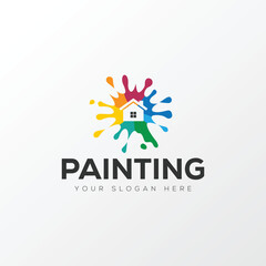 Paint logo, painting design, paint brush icon design with colorful elegant vector template