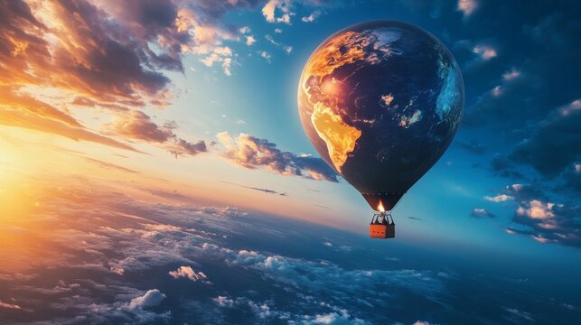 hot air balloon in the shape of the Earth