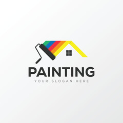 Paint logo, painting design, paint brush icon design with colorful elegant vector template
