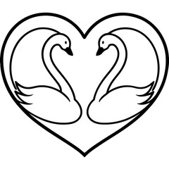 Fototapeta premium Swans in Love on Water - Abstract Line Art