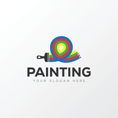 Paint logo, painting design, paint brush icon design with colorful elegant vector template