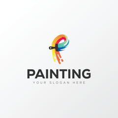 Paint logo, painting design, paint brush icon design with colorful elegant vector template