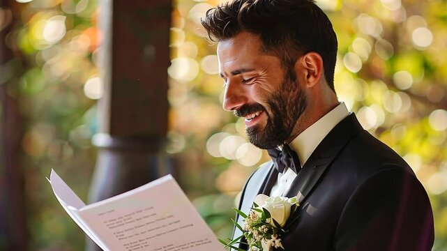 Br&auml;utigam liest seine Ehegel&uuml;bde vor