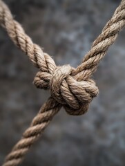 Detailed close up of a rustic rope knot showcasing craftsmanship and the beauty of natural materials : Generative AI