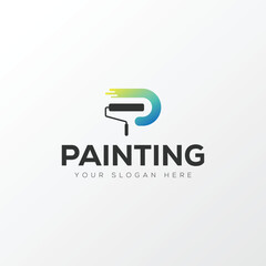 Paint logo, painting design, paint brush icon design with colorful elegant vector template