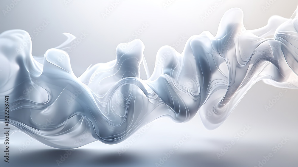 Poster Abstract Flowing Forms Light Gray White Background Texture