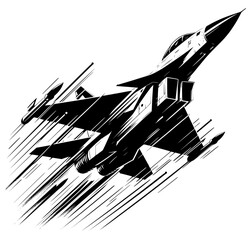 high speed jet fighter aircraft isolated on white background, vector illustration