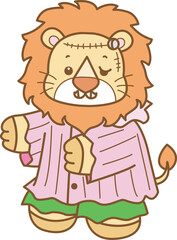 Cute Lion Halloween vector icon. Funny baby Lion animal series Halloween illustration.