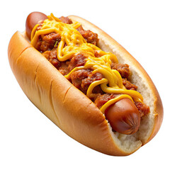 A chili cheese hot dog features two sausages in a soft bun topped with savory chili and melted cheese ideal for a quick and tasty snack at any time