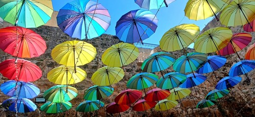 colorful umbrella in the city