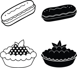 Delicious Pastry Collection Eclairs, Tartlets, Berries, Sweet Treats