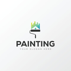 Fototapeta premium Paint logo, painting design, paint brush icon design with colorful elegant vector template