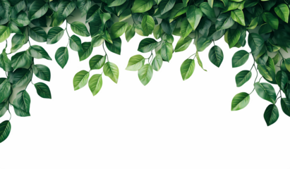 green leaves frame isolated on white background PNG,AI GENERATED
