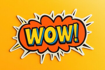 Bright WOW! Comic Speech Bubble on Orange Background
