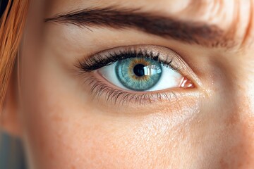 Obraz premium Closeup of a sad woman's eye with a tear on her cheek, crying. Concept of depression, mental health and world depression day