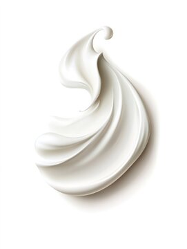 White cream swirling elegantly on white background