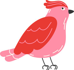 Small Red-Pink Parrot Bird, Perfect for Spring Greeting Cards and Posters Decoration