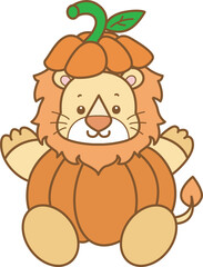 Cute Lion Halloween vector icon. Funny baby Lion animal series Halloween illustration.