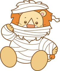 Cute Lion Halloween vector icon. Funny baby Lion animal series Halloween illustration.