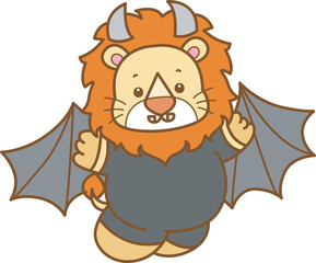 Cute Lion Halloween vector icon. Funny baby Lion animal series Halloween illustration.